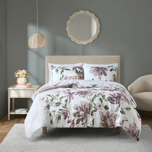 JLA Home Madison Park Essentials - Floral Brushed Microfiber Comforter Set with Grey Diamond Sheets, Mauve Green Taupe Floral Design, Fits to 16" MPE10-1022