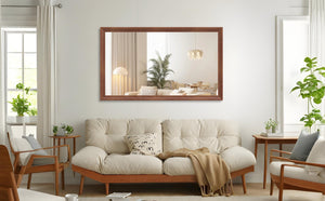 English Elm 60"x36" Oversized Modern Rectangle Mirror with Aluminum Frame Explosion-Proof Glass for Bathroom and Bedroom Yellow+Coral W708P297672