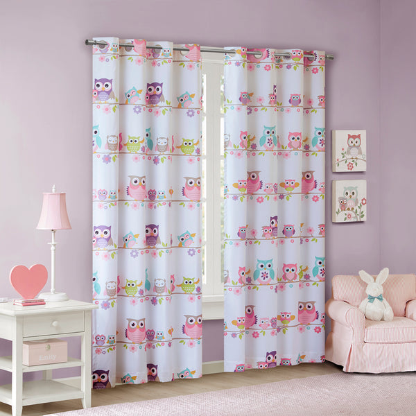 JLA Home Mi Zone Kids - Owl Wise Wendy Blackout Curtain Panel for Kids — Playful Owls & Florals, Energy Saving, Noise Reducing 84 L x 50 W x 0.13H MZK40-140