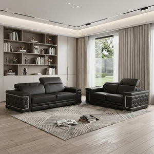 Two Piece Genuine Leather Sectional Sofa Set for Bold Living Room Seating