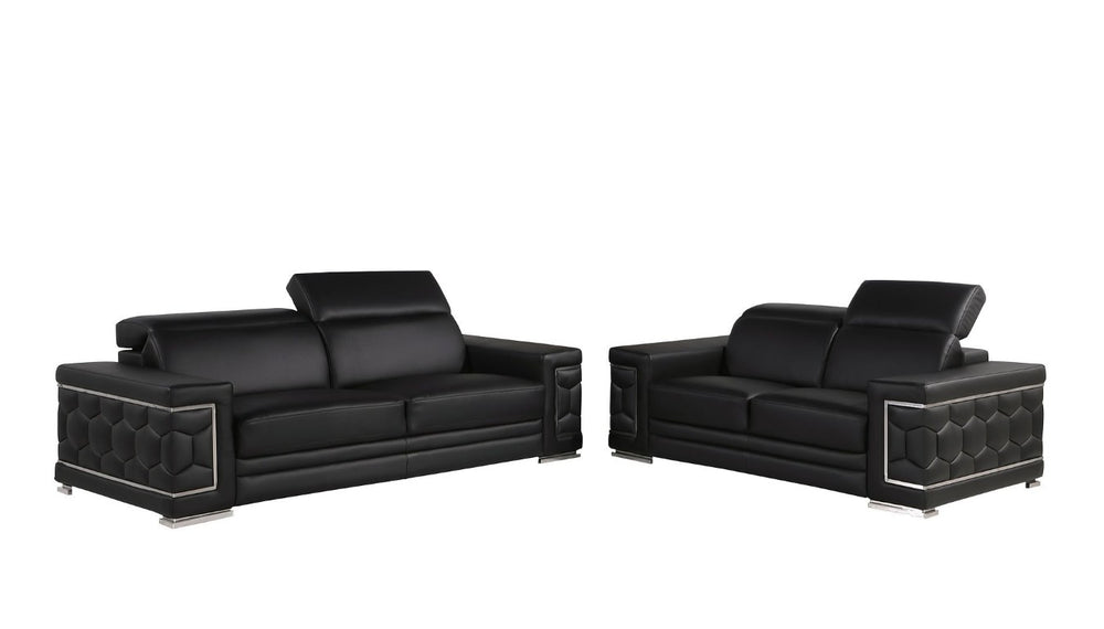HomeRoots Two Piece Genuine Leather Sectional Sofa Set for Bold Living Room Seating 549002