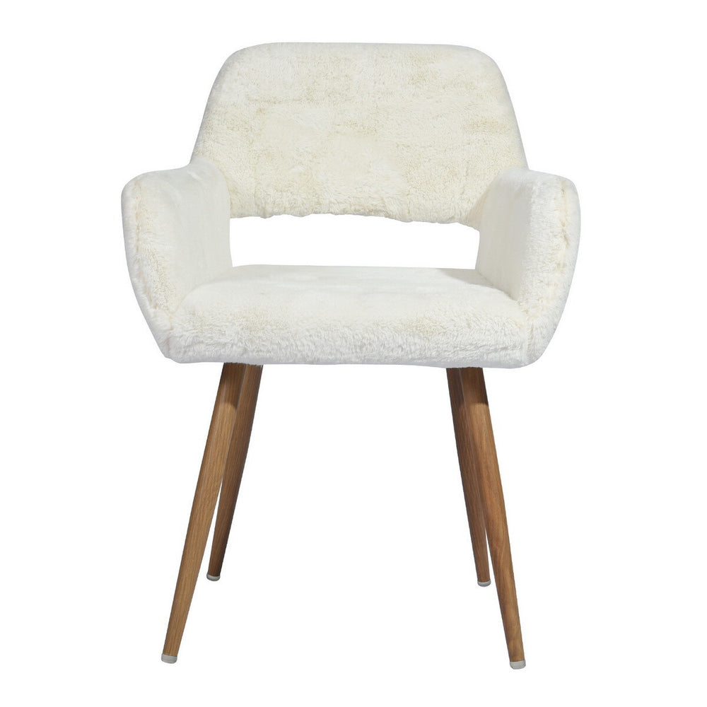 Homeroots 23" White And Brown Faux Fur Arm Chair   549021