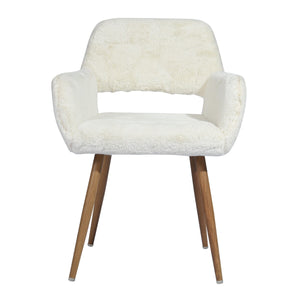 Homeroots 23" White And Brown Faux Fur Arm Chair   549021