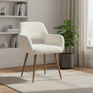 HomeRoots 23" Chic White and Brown Faux Fur Armchair – Cozy Accent Chair for Modern Living Spaces and Offices 549021