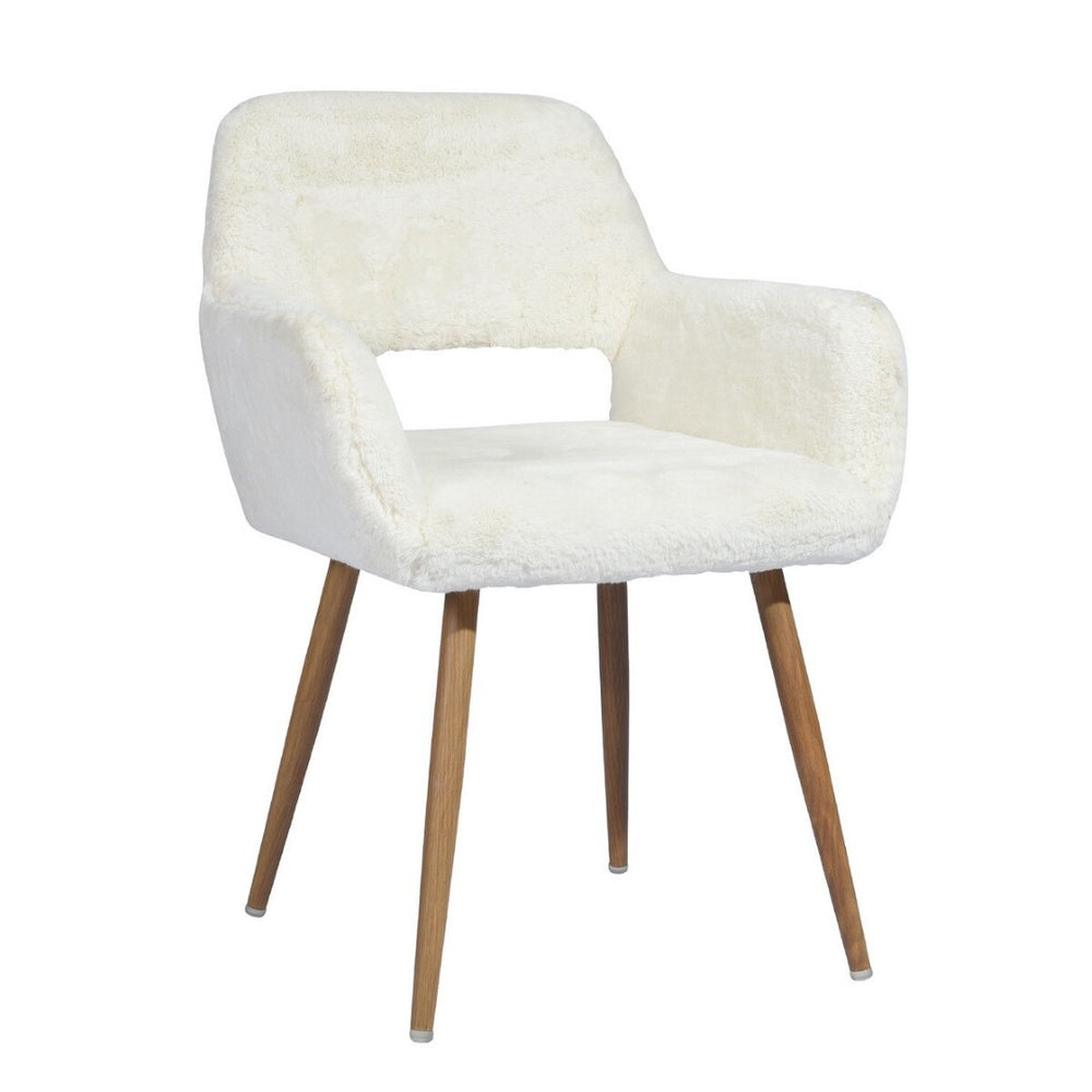 HomeRoots 23" Chic White and Brown Faux Fur Armchair – Cozy Accent Chair for Modern Living Spaces and Offices 549021