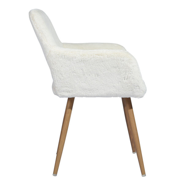 Homeroots 23" White And Brown Faux Fur Arm Chair   549021