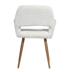 Homeroots 23" White And Brown Faux Fur Arm Chair   549021