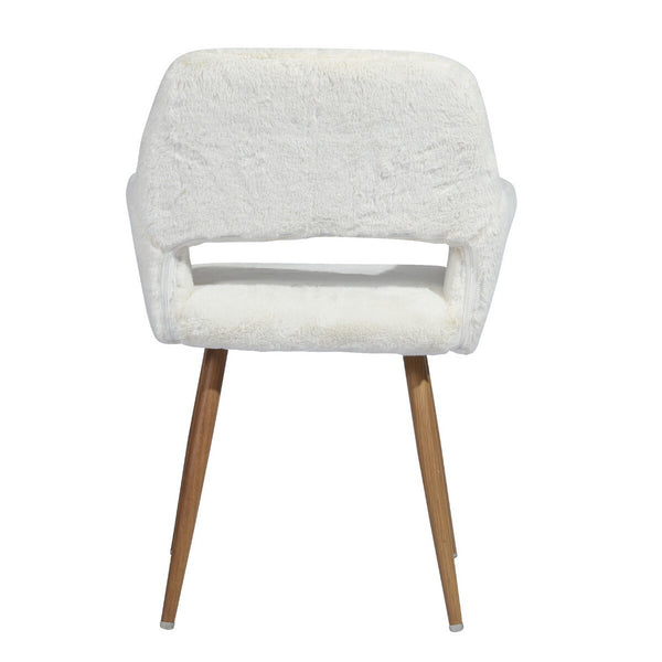Homeroots 23" White And Brown Faux Fur Arm Chair   549021