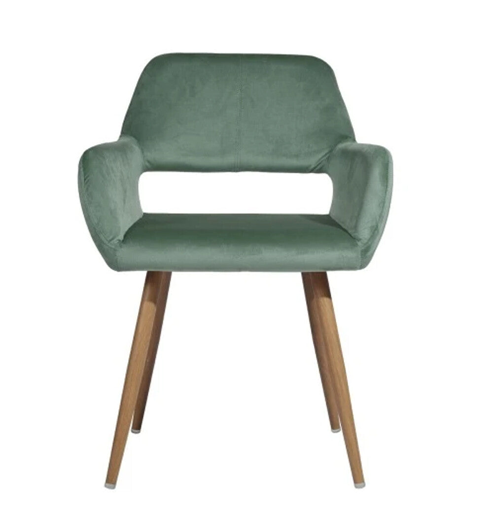 Homeroots 22" Green And Brown Velvet Arm Chair   549022