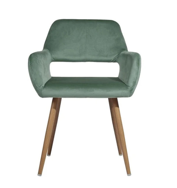 Homeroots 22" Green And Brown Velvet Arm Chair   549022