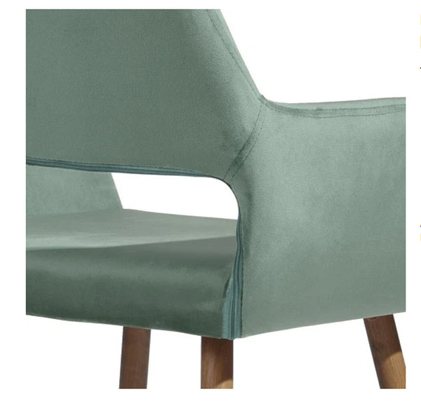 Homeroots 22" Green And Brown Velvet Arm Chair   549022