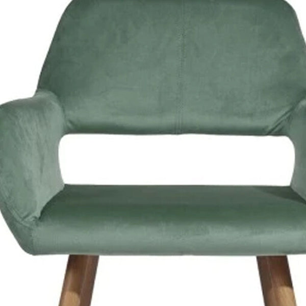Homeroots 22" Green And Brown Velvet Arm Chair   549022