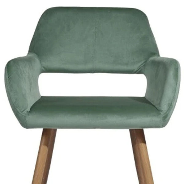 Homeroots 22" Green And Brown Velvet Arm Chair   549022