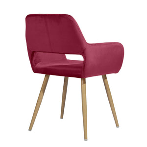 Homeroots 22" Fuchsia And Brown Velvet Arm Chair   549023