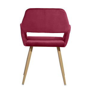 Homeroots 22" Fuchsia And Brown Velvet Arm Chair   549023