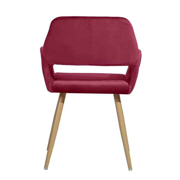 Homeroots 22" Fuchsia And Brown Velvet Arm Chair   549023