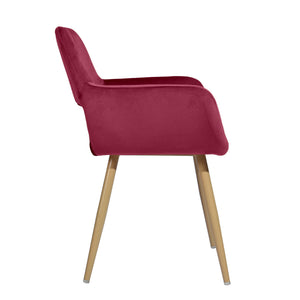 Homeroots 22" Fuchsia And Brown Velvet Arm Chair   549023
