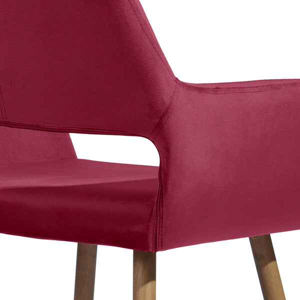 Homeroots 22" Fuchsia And Brown Velvet Arm Chair   549023