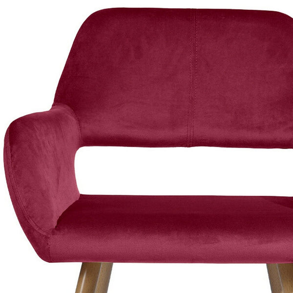 Homeroots 22" Fuchsia And Brown Velvet Arm Chair   549023