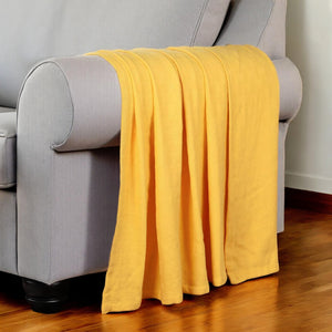 Homeroots California King Gold Cotton Basketweave Geometric Blanket  Cotton 549055