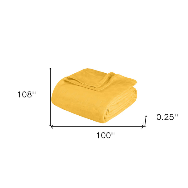 Homeroots California King Gold Cotton Basketweave Geometric Blanket  Cotton 549055