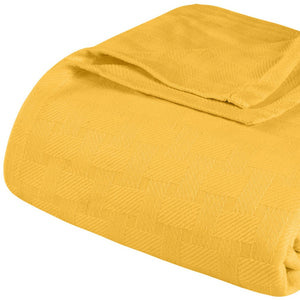 Homeroots California King Gold Cotton Basketweave Geometric Blanket  Cotton 549055