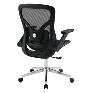 OSP Home Furnishings Matrix Ergonomic Mesh Manager Chair with 4d Arms Lumbar Support and Chrome Base EMH60949C-3