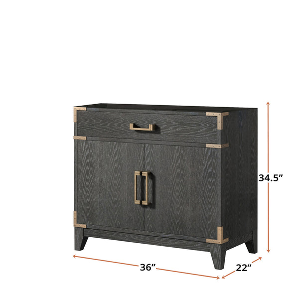 English Elm Black Oak Single Bath Vanity - Stylish 36" Bathroom Storage With Soft-Close Doors & Easy Setup B2731P260908