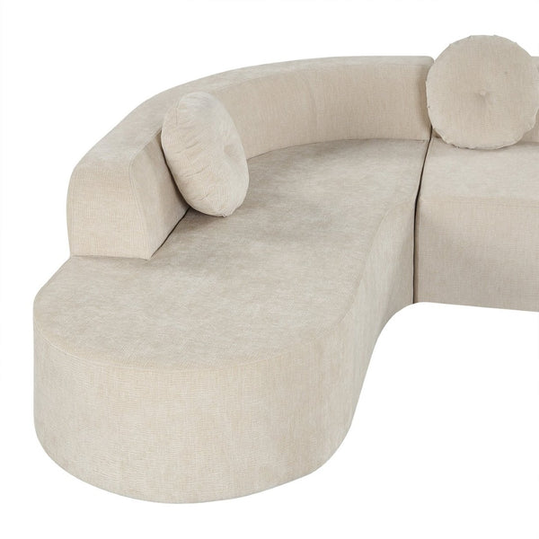 English Elm 122'' Curved L-shaped Sectional Sofa Chenille Upholstery Pocket Spring Living Room Seating Sand N760S0000049D