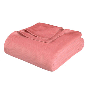 Homeroots California King Coral Cotton Woven Chevron Blanket - Soft, Stylish Comfort For Year-round Sleep  Cotton 549219