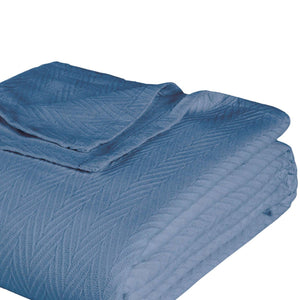 Homeroots California King Denim Blue Woven Chevron Blanket - Cozy Cotton Comfort For Year-round Sleep Bliss  Cotton 549220