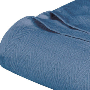 Homeroots California King Denim Blue Woven Chevron Blanket - Cozy Cotton Comfort For Year-round Sleep Bliss  Cotton 549220