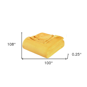 Homeroots California King Gold Cotton Woven Chevron Blanket - Cozy, Soft, And Stylish For Year-round Comfort  Cotton 549221