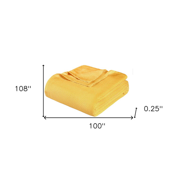 Homeroots California King Gold Cotton Woven Chevron Blanket - Cozy, Soft, And Stylish For Year-round Comfort  Cotton 549221