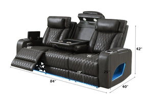 English Elm Taddeo Power Reclining Sofa with Led Lighting Usb Ports and Wireless Charging Pad B2726P435904