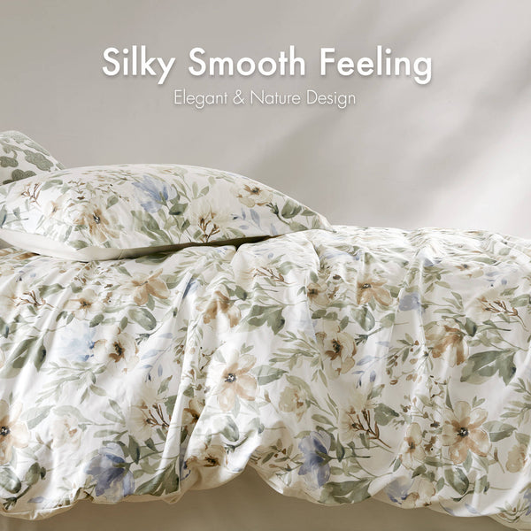 English Elm 5PCS Cotton Sateen Duvet Set Full/Queen with 300TC Printed Face, 2 Shams & 2 Decorative Pillows, Breathable Comfort Multi 18.11 L x 16.14 W x 4.72 H B035P341178