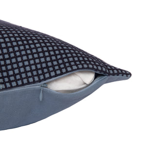 Homeroots 20" Blue And White Geometric Cotton Throw Pillow With Embroidery Blue,White  549398