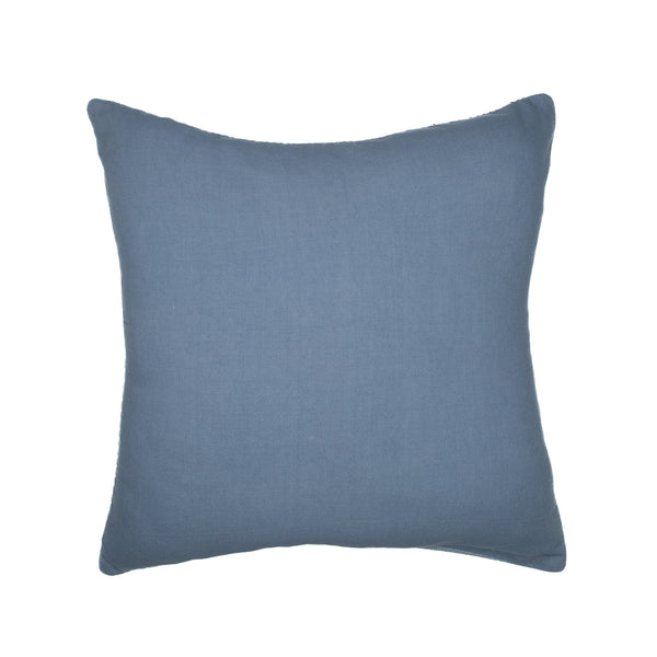 Homeroots 24" Blue And White Geometric Cotton Throw Pillow With Embroidery Blue,White  549399