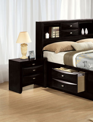 English Elm Contemporary Full Bed Set with Bookcase Headboard Storage Drawers and Two Nightstands B2741S00572