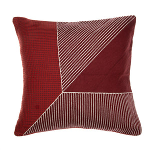 Homeroots 20" Red And White Geometric Cotton Throw Pillow With Embroidery Rust,Multi  549400