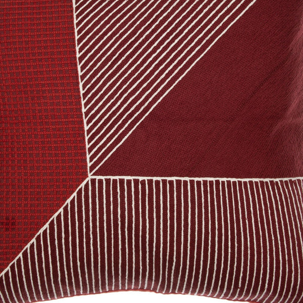 Homeroots 20" Red And White Geometric Cotton Throw Pillow With Embroidery Rust,Multi  549400