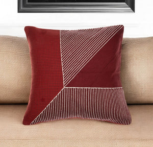 Homeroots 20" Red And White Geometric Cotton Throw Pillow With Embroidery Rust,Multi  549400