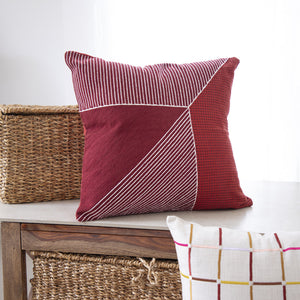 Homeroots 20" Red And White Geometric Cotton Throw Pillow With Embroidery Rust,Multi  549400