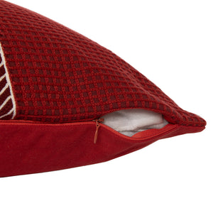 Homeroots 20" Red And White Geometric Cotton Throw Pillow With Embroidery Rust,Multi  549400