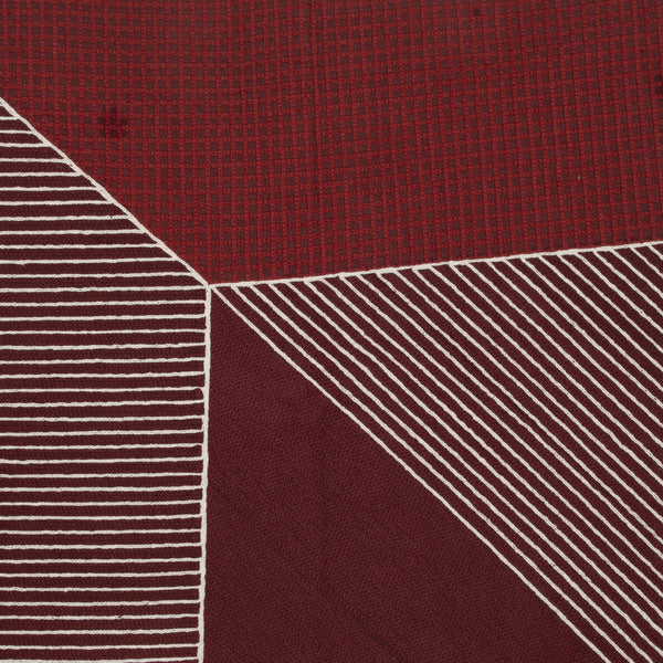 Homeroots 20" Red And White Geometric Cotton Throw Pillow With Embroidery Rust,Multi  549400