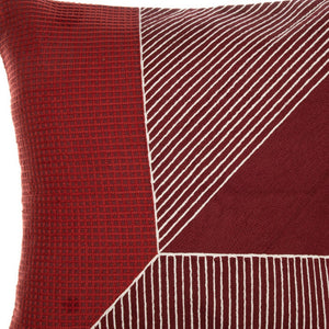 Homeroots 24" Red And White Geometric Cotton Throw Pillow With Embroidery Rust,Multi  549401