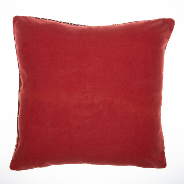 Homeroots 24" Red And White Geometric Cotton Throw Pillow With Embroidery Rust,Multi  549401