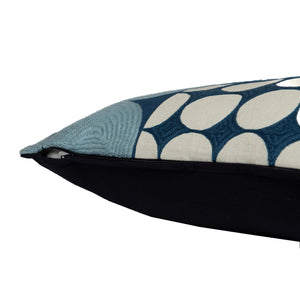 Homeroots 24" Blue And Ivory Geometric Cotton Throw Pillow With Embroidery Blue,Ivory  549403