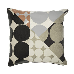 Homeroots 24" Beige And Black Geometric Cotton Throw Pillow With Embroidery Black,Beige  549405