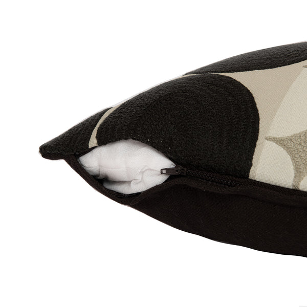 Homeroots 24" Beige And Black Geometric Cotton Throw Pillow With Embroidery Black,Beige  549405